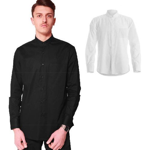 Camicia uomo cameriere inserviente lavoro sala pizzeria ristorante coraena - Personalizzabile con il tuo logo M Bianco